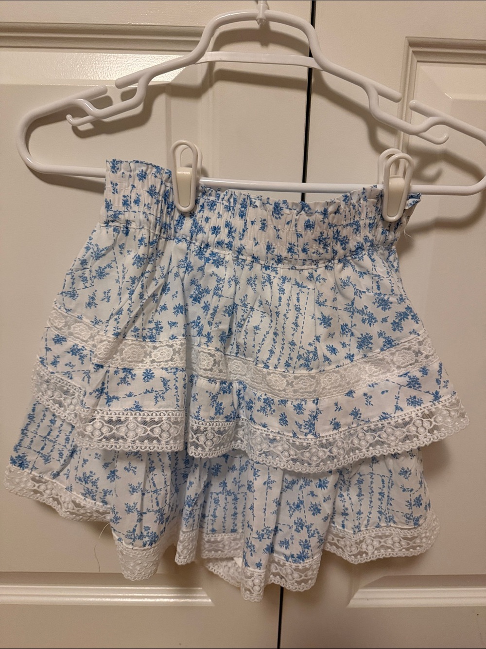 Altar'd State White and Light Blue Floral Tiered Girls' Skort